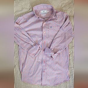 Boys Southern Tide Blue and Red Casual Button Down Shirt
